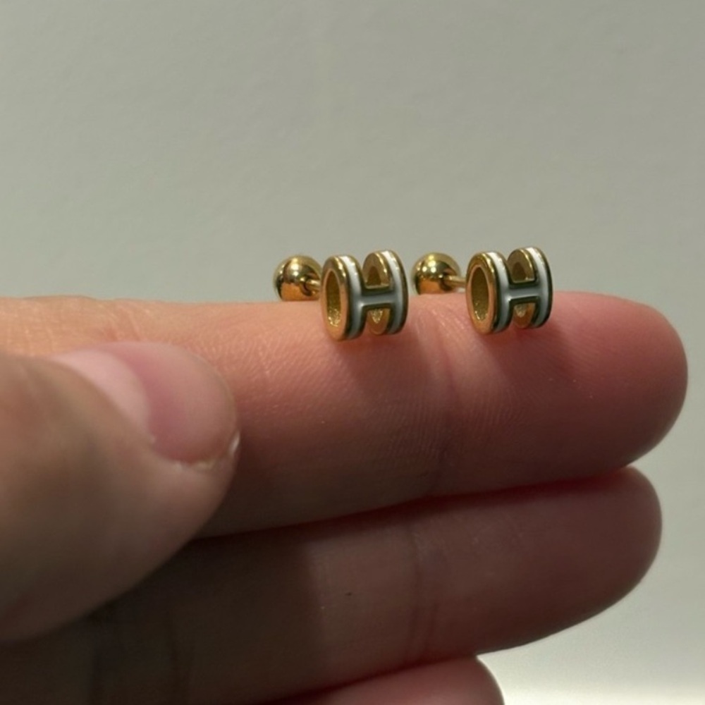 Gold h stainless steel gold plated mini Stud Earrings